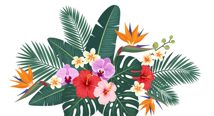 A vibrant illustration captures the striking beauty of a Bird of Paradise flower, conveying freshness and an optimistic mood - perfect for tropical br © endang
