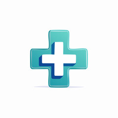 Obraz premium A teal-colored cross symbol with a white center on a plain background