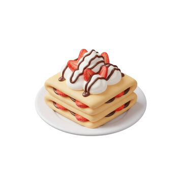 Isometric Stacked Crepes 3D Render Isolated on Transparent Background Isolated on Transparent Background, 3d render Style