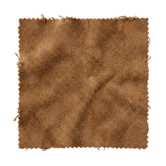 Square swatch of brown faux fur or fleece fabric © BTG