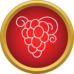 Naklejka premium Grape outline graphic on red circle background with gold border
