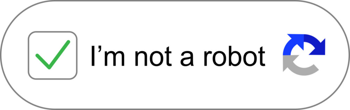 Captcha verification icon with check mark. I'm not a robot icon. User interface security elements for website login and bot protection. Cybersecurity validation button design collection.