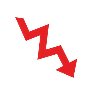 Red zigzag arrow icon isolated on transparent background