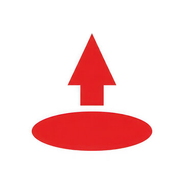 Red arrow and oval icon isolated on transparent background