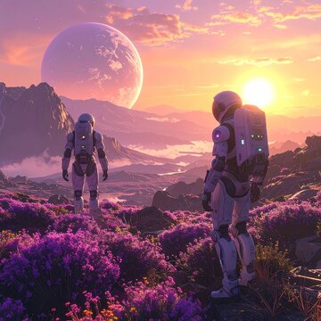 Astronauts sunset