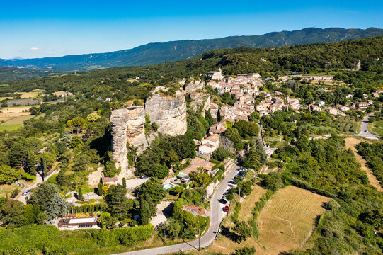 Ancient village of Saignon in Provence, known for its unique architecture and breathtaking views of the surrounding landscape. Views of ancient Saignon village in Provence, France.