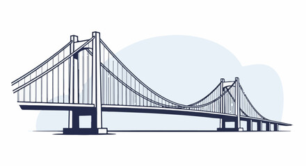 Fototapeta premium Stylized sketch of a suspension bridge with iconic towers and cables