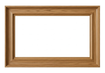 Obraz premium A classic rectangular picture frame crafted from polished natural oak wood with a beveled profile PNG isolated on transparent