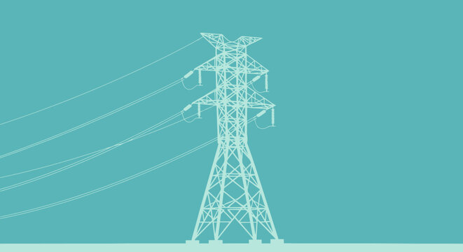 Electric power transmission tower illustration.