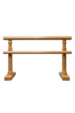 Traditional wooden bench with horizontal crossbars for seating or support