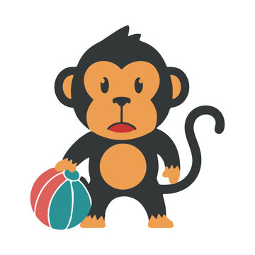 Cute monkey mascot vector isolated on white background