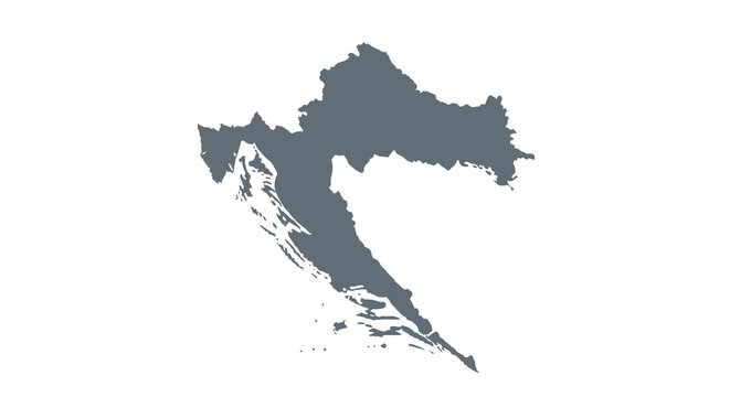 A minimalist monochromatic depiction of the country of croatia showcasing its distinctive coastline high quality professional detailed modern