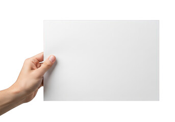Obraz premium Hand pressing a blank sheet of paper against a wall