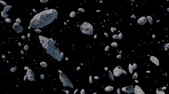 Space meteorite fragments shuttle and loop continuously.