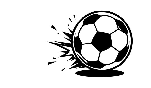 Soccer ball flying toward viewer with perspective zoom effect bold sport vector illustration