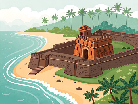 Bekal Fort Kerala vector