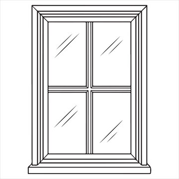 Double-hung window with four glass panes and security screws