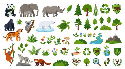 Obraz premium Endangered Species Icons and Symbols.