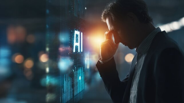 Man facing the ai in digital environment