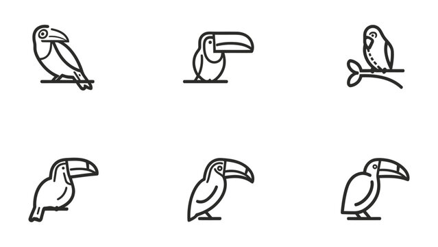 Bird Icons Collection: A minimalist arrangement showcases an array of stylized bird icons, each featuring clean lines and a modern aesthetic.