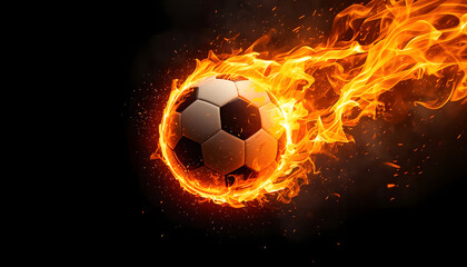 Fototapeta premium Flaming soccer ball in motion