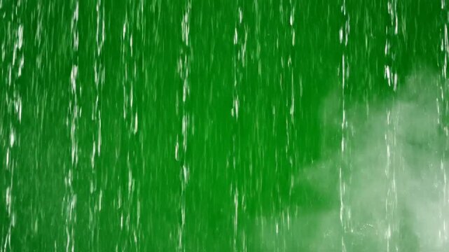 Green Video Background with Rain and Fog Effects on Screen