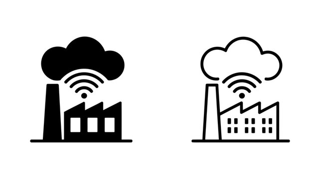 Smart factory icon industrial cloud computing symbol industry computing wireless technology automation