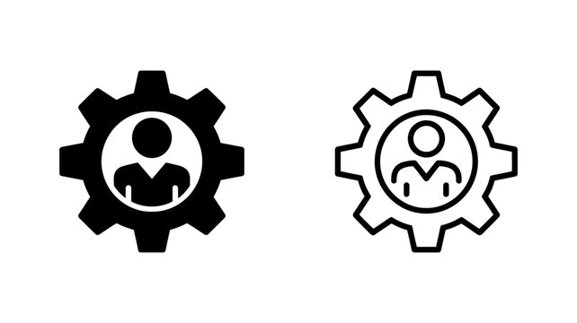 Human resources management icon with gear and person silhouette management silhouette business employee