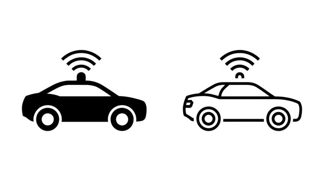 Autonomous vehicle icon with wireless signal self driving autonomous wireless technology transport