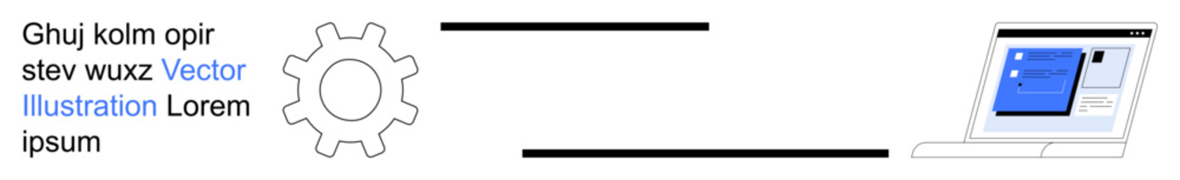 Workflow automation, digital technology, system integration, software development, engineering, process management. Gear icon and a laptop screen. Workflow automation and digital technology concept