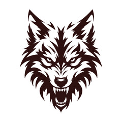 Fototapeta premium Fierce maroon wolf head with bared teeth, sharp fangs, and intense eyes animal face
