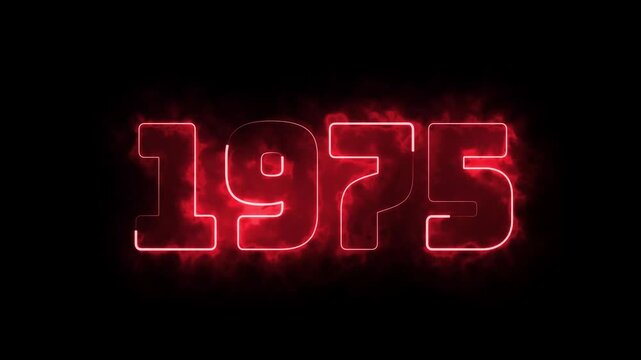 4K looping &ldquo;1975&rdquo; neon sign animation with luminous glow, ideal for retro themes, anniversaries, and digital screens.