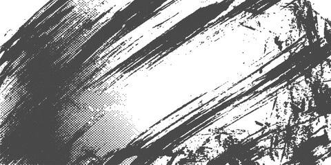 Obraz premium Black grunge background: abstract brush stroke texture rough paint splatter distressed monochrome artistic design