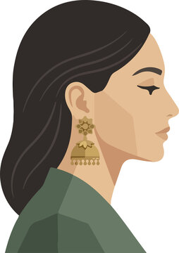 Woman Wearing Traditional Jhumka Earrings