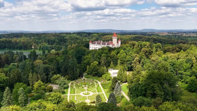 Magnificent Konopiste castle sits in Beneov, Central Bohemian, Czech Republic, Explore the stunning architecture of the Konopiste castle in Beneov, Central Bohemian, Czech Republic.