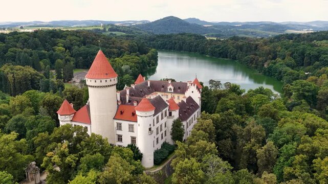 Magnificent Konopiste castle sits in Beneov, Central Bohemian, Czech Republic, Explore the stunning architecture of the Konopiste castle in Beneov, Central Bohemian, Czech Republic.