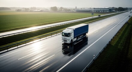 Fototapeta premium Logistics and Transportation Truck in Natural Environment