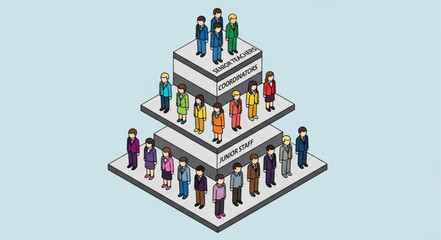 Naklejka premium Business Hierarchy Pyramid with Diverse People Figures.