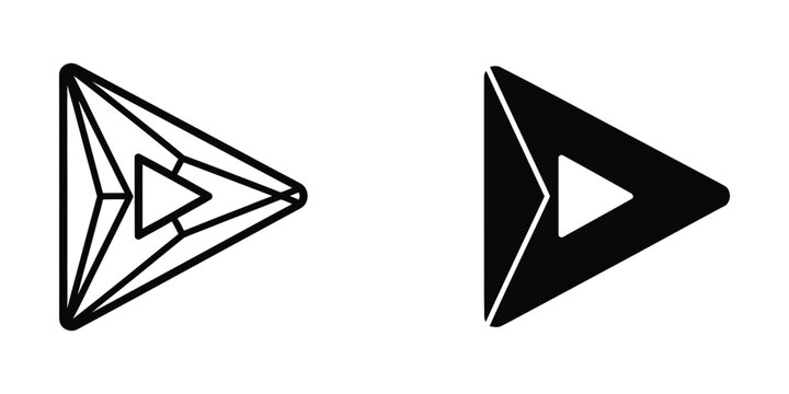 Comparison of a geometric play button design and its solid filled version
