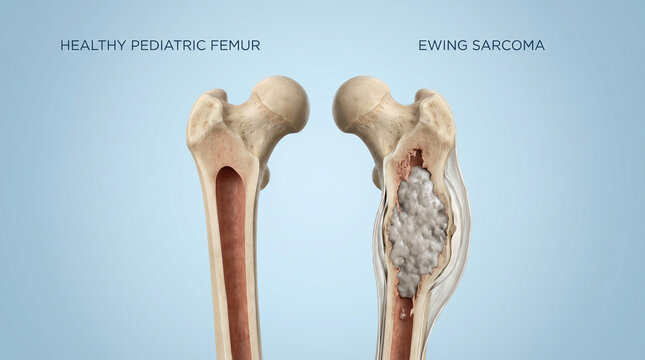 ​3D Medical Anatomy of Healthy Pediatric Femur vs Ewing Sarcoma Bone Cancer