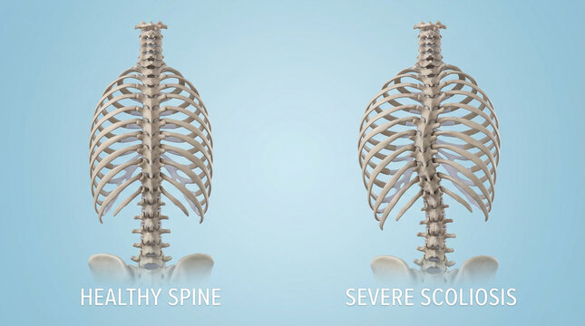 3D Spine Anatomy Comparison: Healthy Spine versus Severe Scoliosis