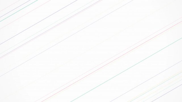 A series of soft pastel lines intersect diagonally across a clean white background