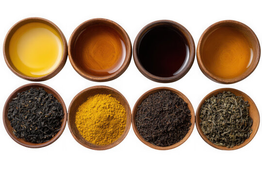 Assorted varieties of coffee beans displayed in circular patterns