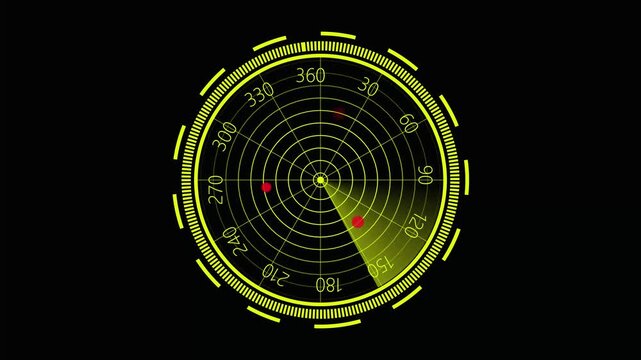 Radar Scanning loop. Radar screen animation .radar. Looped animation radar icon on a transparent background 4k video.