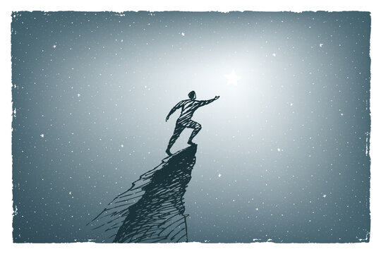 Reach for the Star - Man on cliff chasing dream