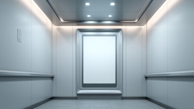 Modern elevator interior with transparent