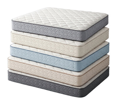 PNG Stacked mattresses in various colors.