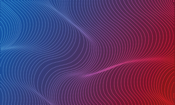 Abstract blue and red gradient background with flowing wavy dotted lines Modern dynamic digital design