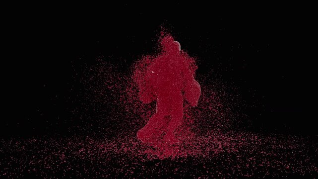 Chocolate,  slow motion. 3D animation of white and brown liquid cream drops splash isolated on brown., with Alpha matte