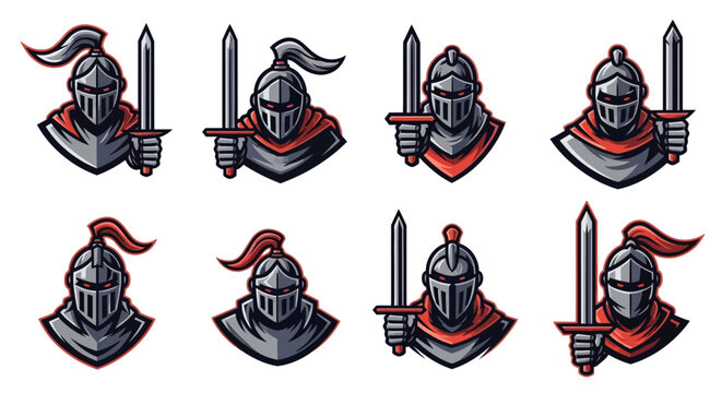 Medieval Warrior Knight Armor Helmets and Swords Icon Set Collection Medieval Warrior Knight Armor Helmets and Swords Icon Set Collection
